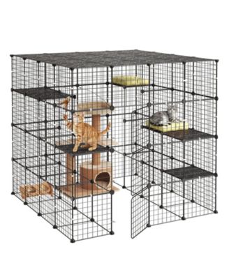 Metal Cat Cage 4-Tier Large Indoor Playpen Enclosure with 3 Doors