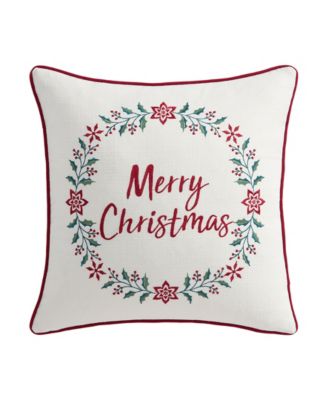 Holly Thistle Embroidered Decorative Pillow, 18" x 18"
