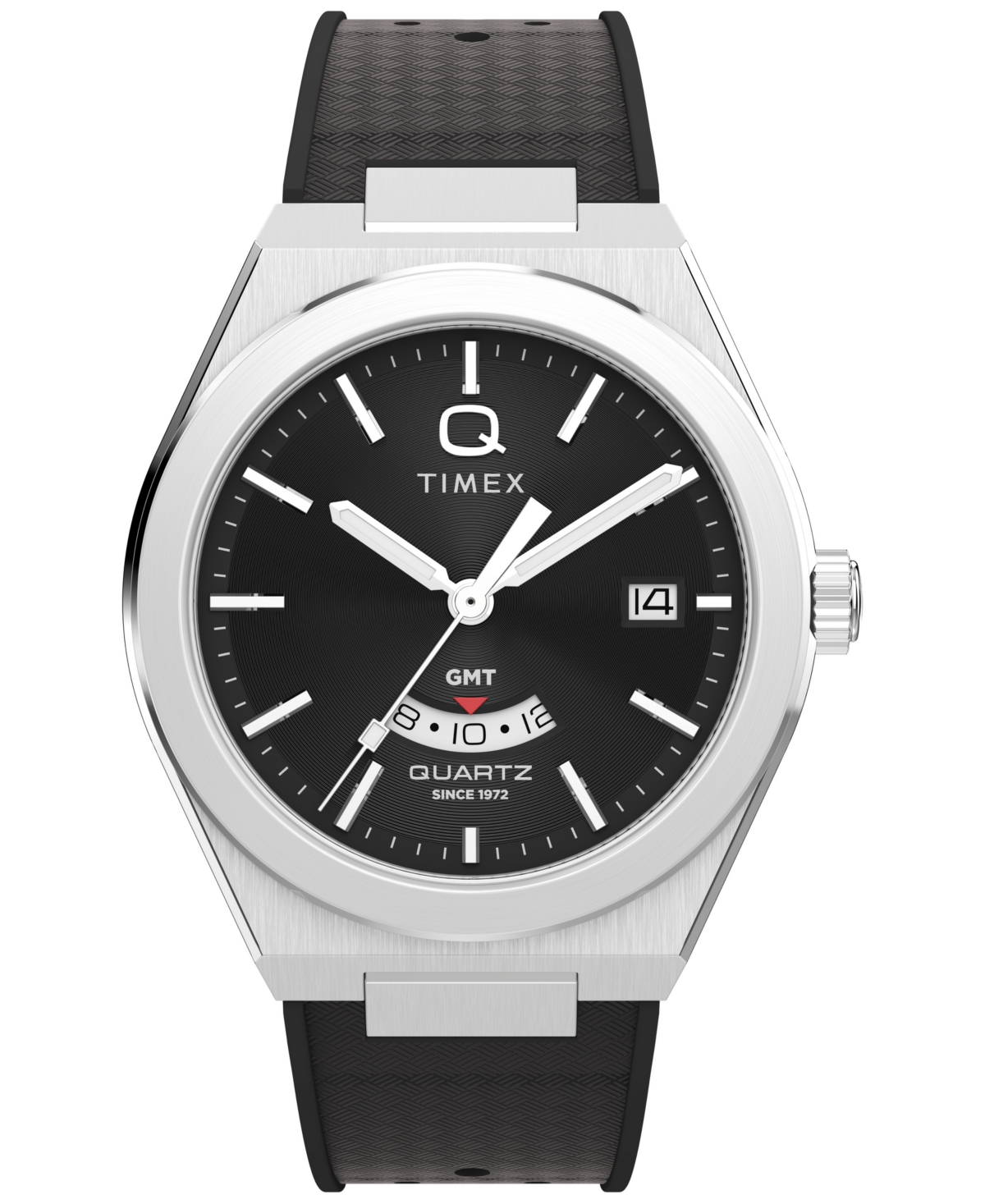 Timex Men's Quartz Analog Continental Gmt Black Rubber Watch 39mm