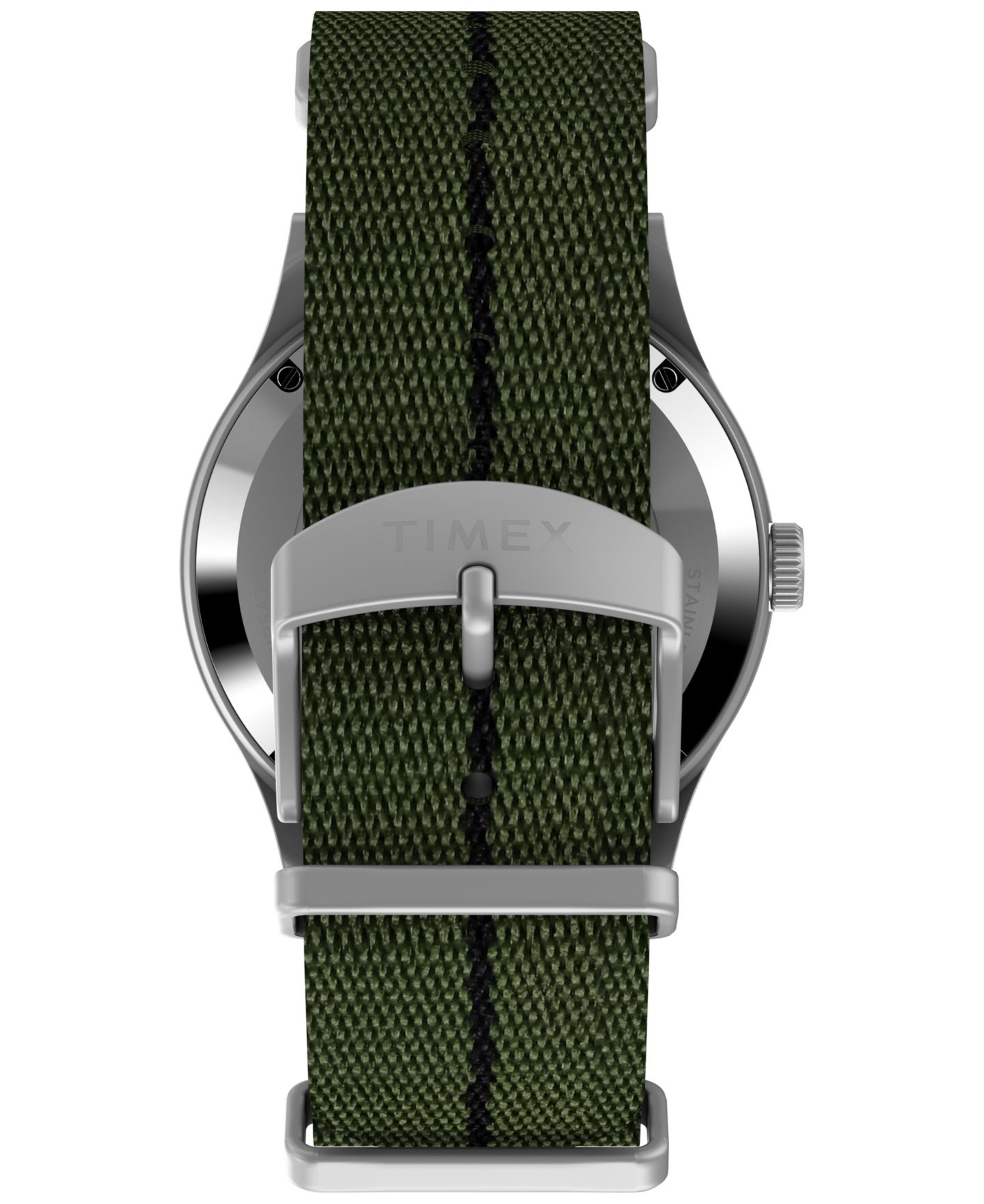 Мужские часы Timex Automatic Green Fabric Round Silver-Tone Stainless Steel 40mm — фото 3