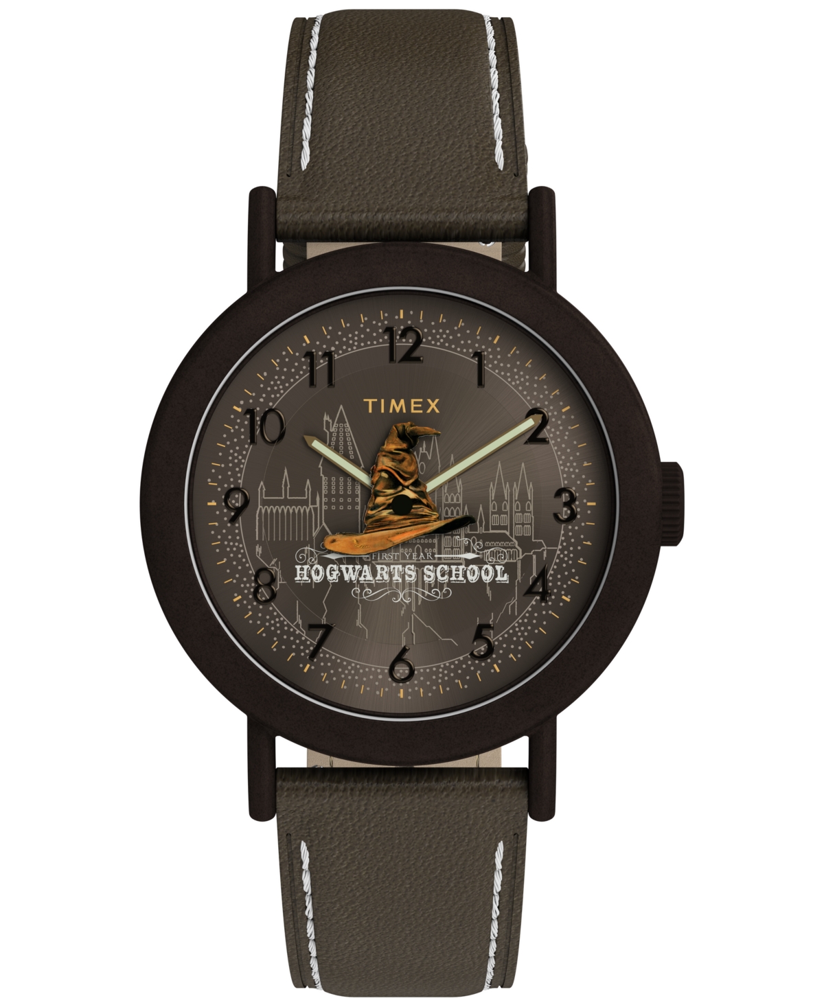 Timex Unisex Quartz Harry Potter Sorting Hat Brown Leather Watch 37mm