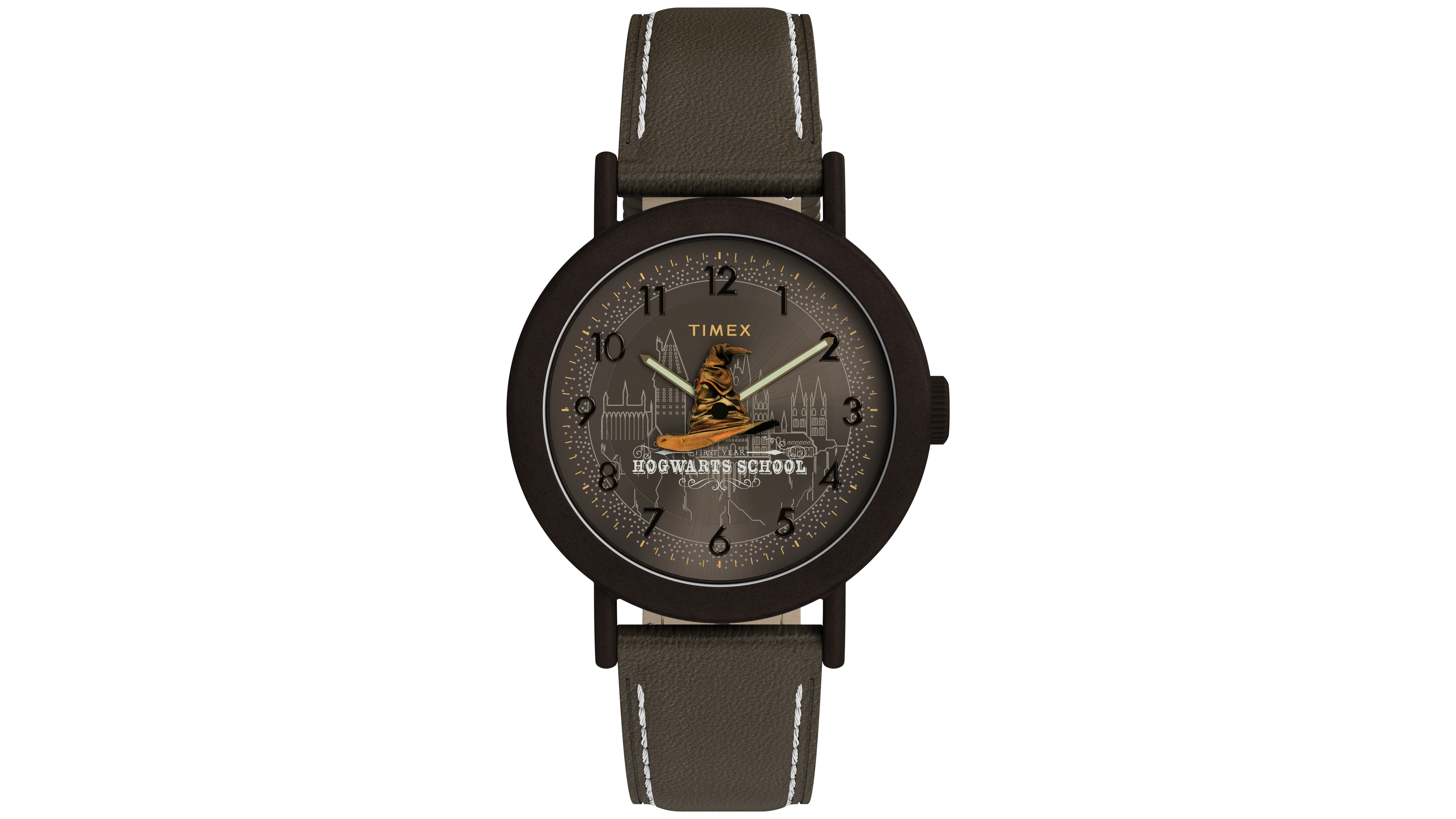 Timex Unisex Quartz Harry Potter Sorting Hat Brown Leather Watch 37mm