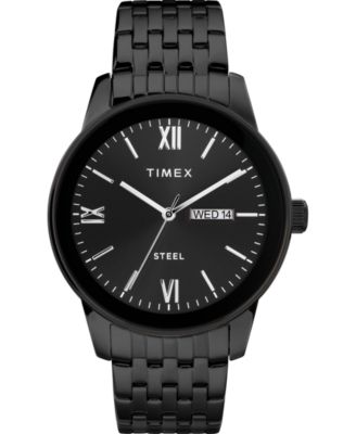 Men's Quartz Day/Date Black Stainless Steel Watch 41mm