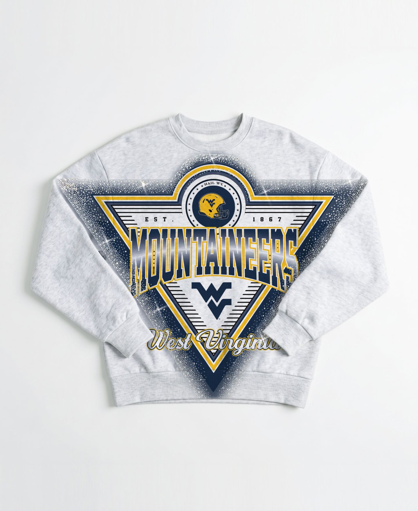 Женская толстовка Gameday Couture Heather Gray West Virginia Mountaineers Chasing Victory Rhinestone Spray Oversized Fleece — фото 2