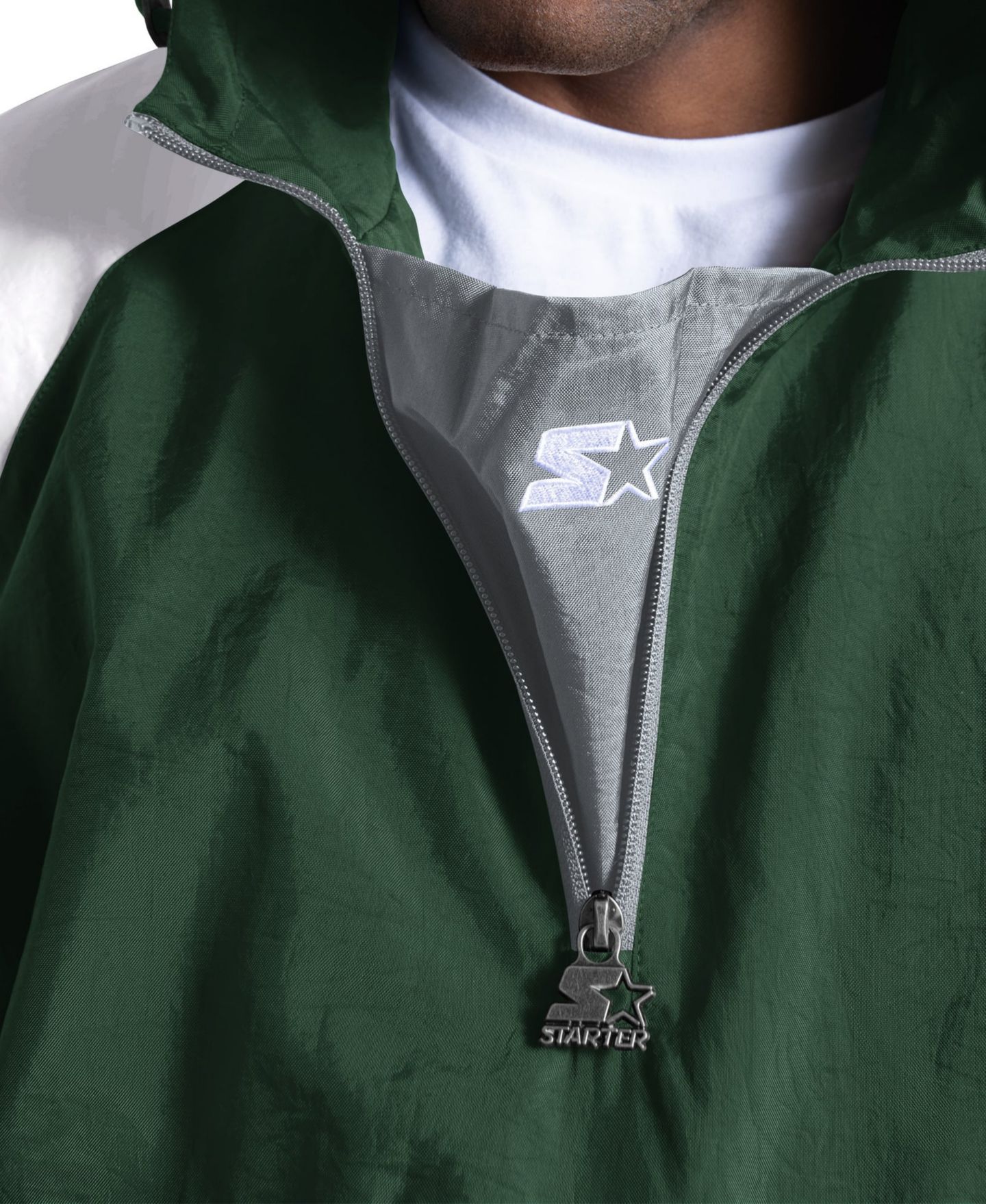 Мужская куртка Starter Green Michigan State Spartans Street Cut Half-Zip — фото 4