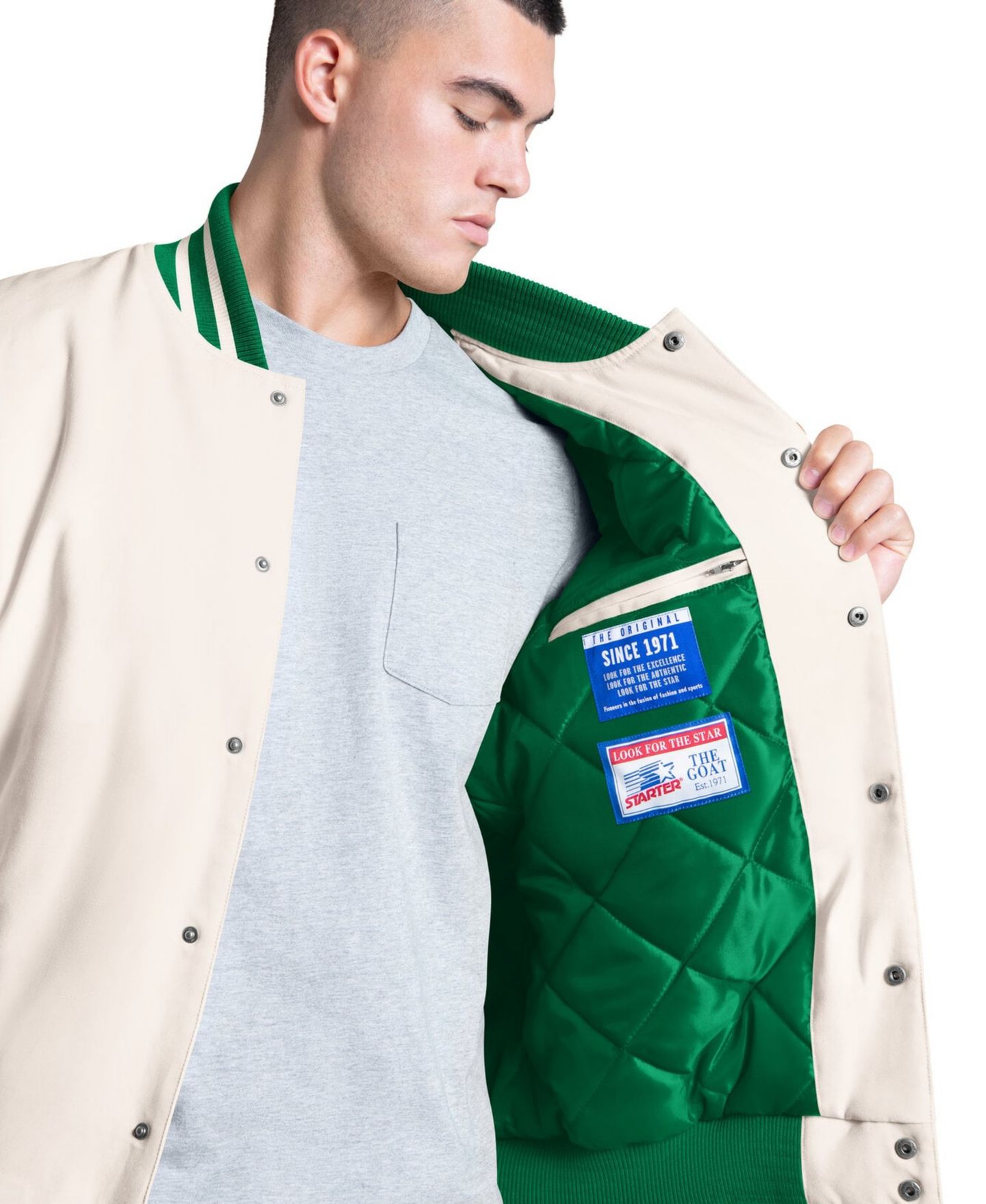 Мужская куртка Starter White Oregon Ducks Spectator Varsity Full Snap — фото 2