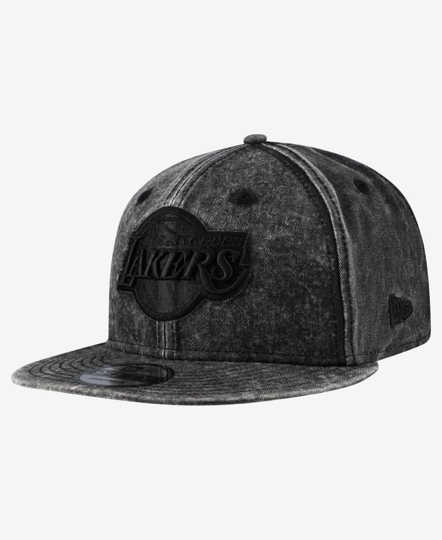 Мужская кепка New Era Black Los Angeles Lakers Washed Tonal 9FIFTY Snapback Hat — фото 1