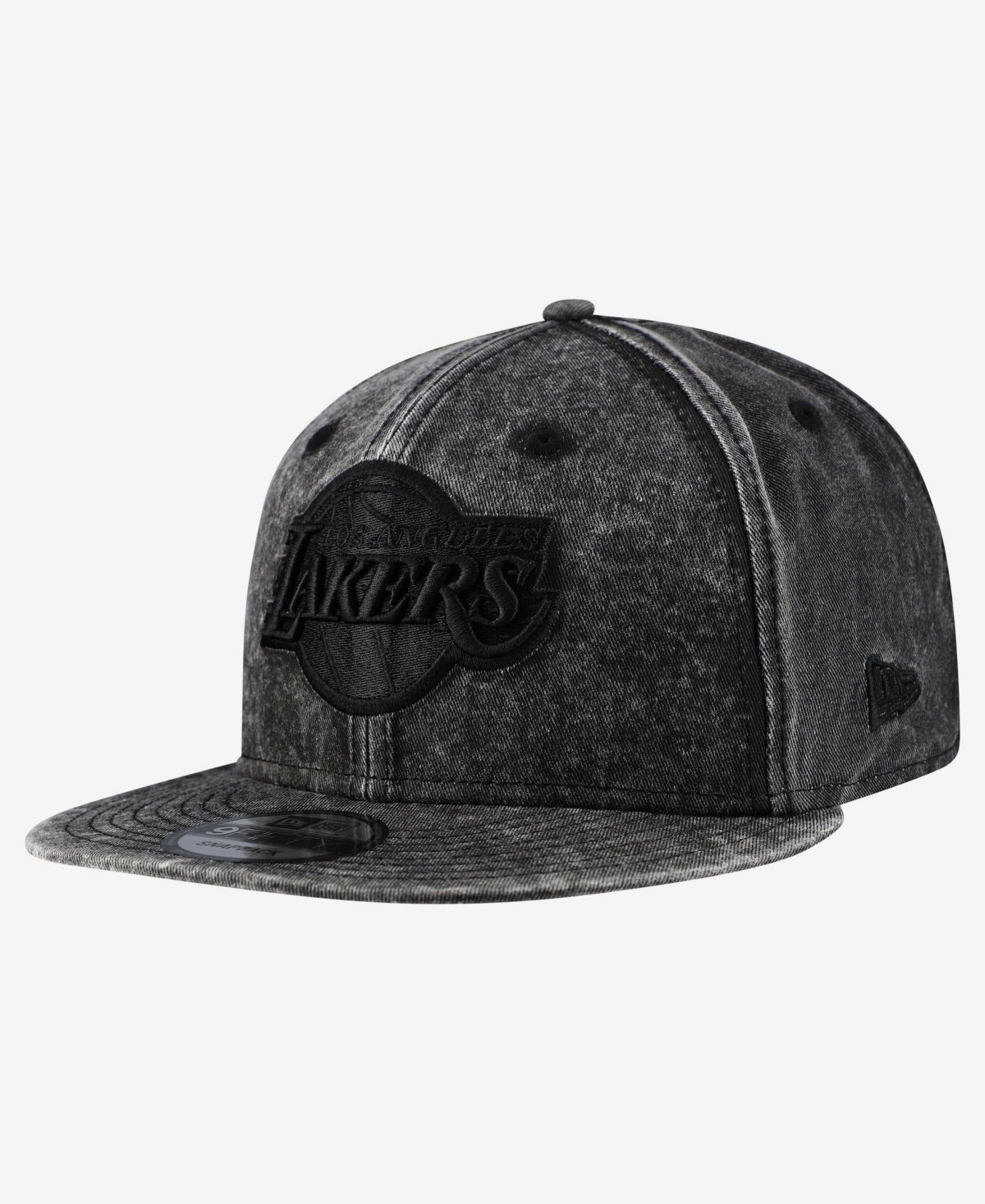 New Era Men's Black Los Angeles Lakers Washed Tonal 9FIFTY Snapback Hat - Black