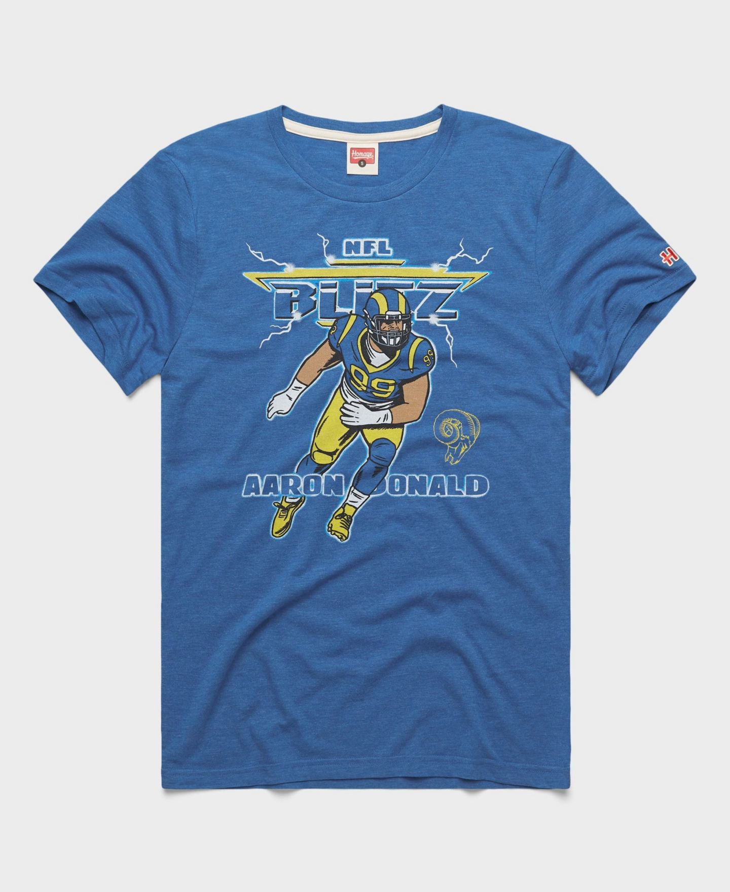 Футболка Homage Aaron Donald Royal Los Angeles Rams NFL Blitz Graphic Tri-Blend — фото 1