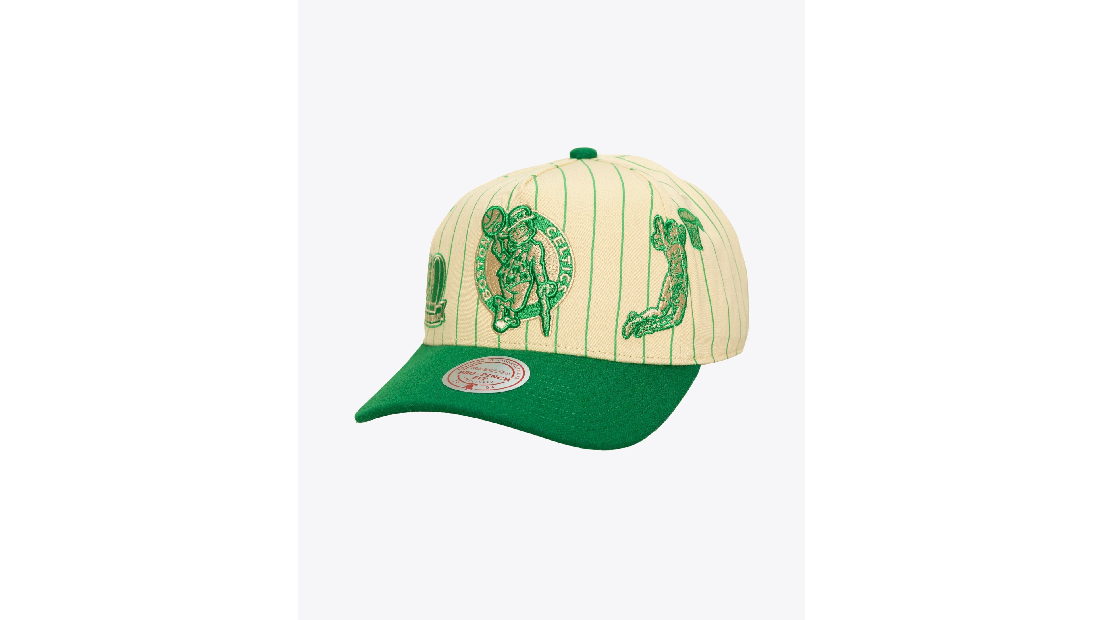 Mitchell & Ness Men's Cream Boston Celtics Retro Roots Stripe Pro Adjustable Hat