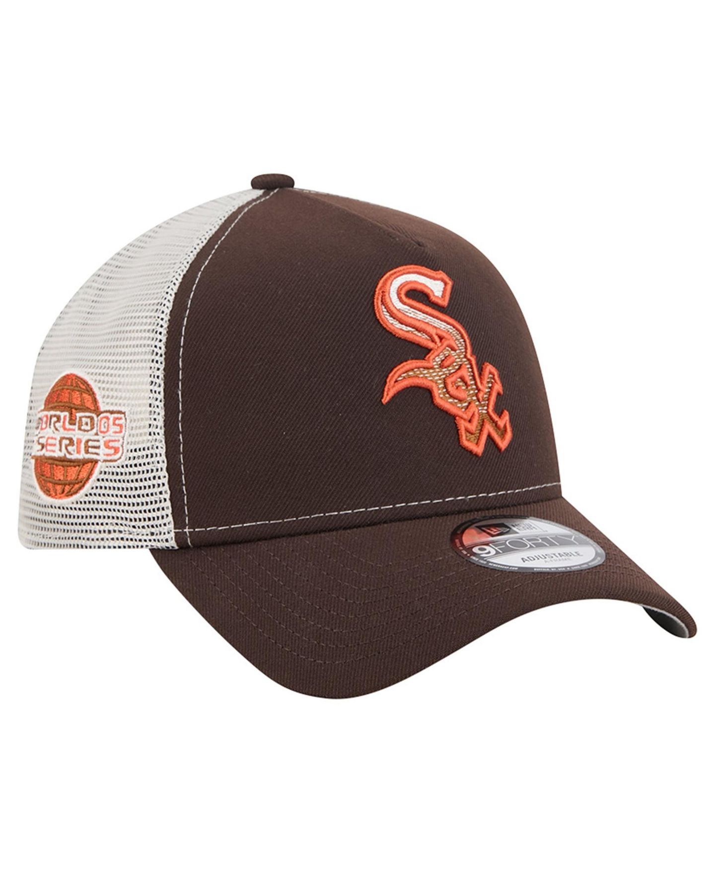 Мужская кепка New Era Brown Chicago White Sox Pumpkin Spice 9FORTY A-Frame Adjustable Trucker Hat — фото 1