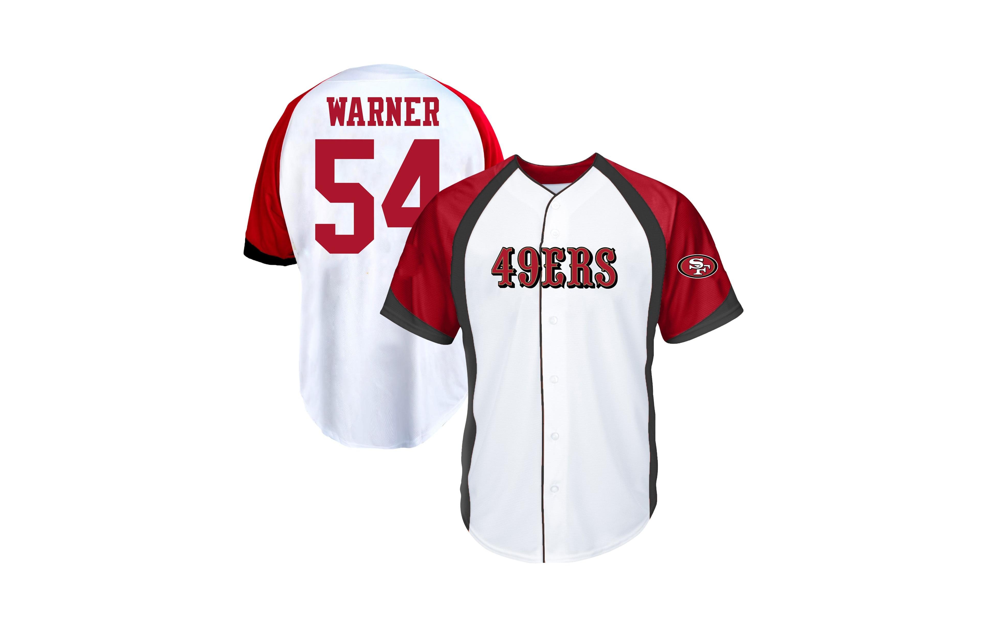 Fanatics Men's Fred Warner White San Francisco 49ers Big Tall Button-Up Baseball Jersey