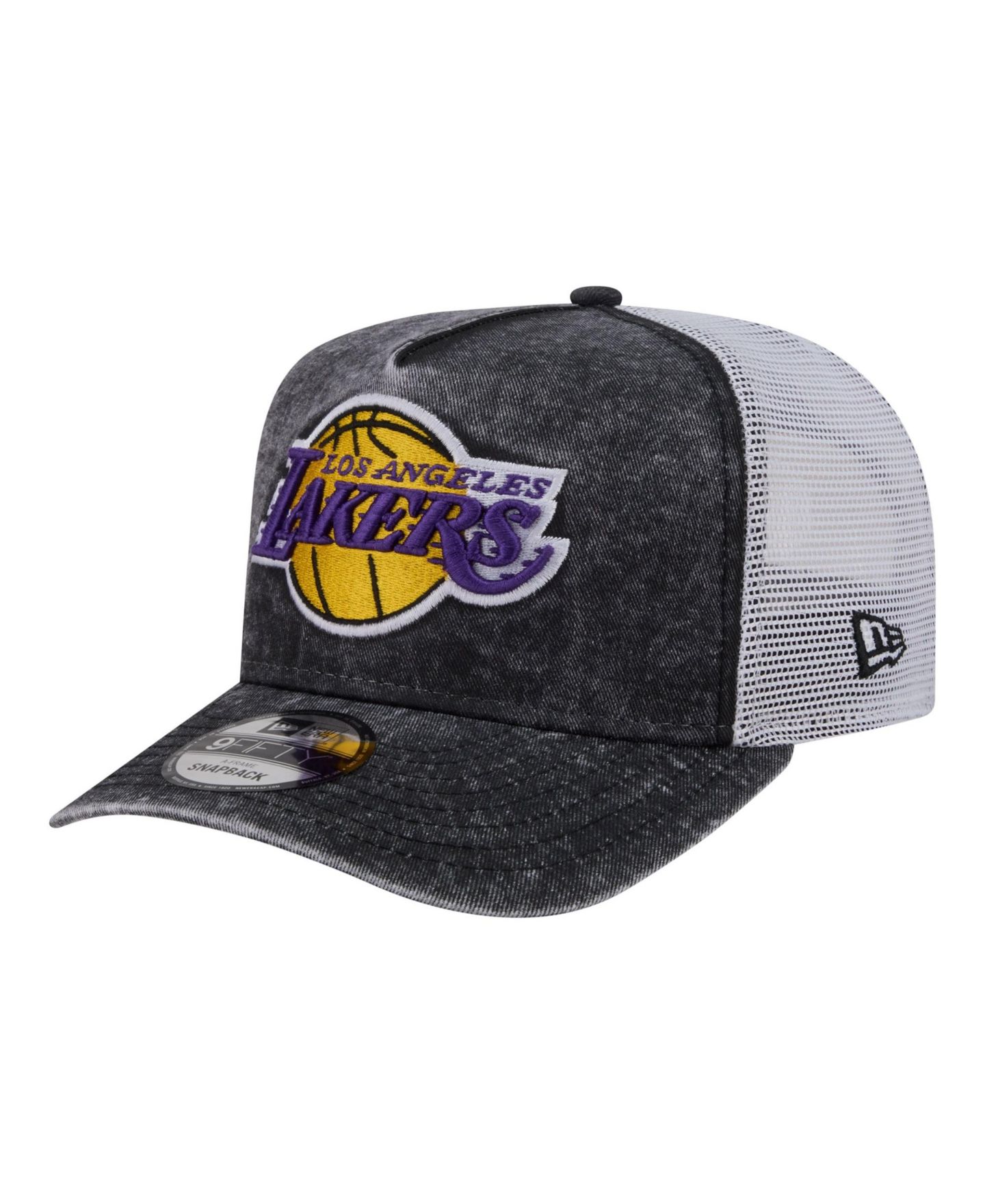 Мужская кепка New Era Black/White Los Angeles Lakers Washed Meshback 9FIFTY Adjustable Hat — фото 1