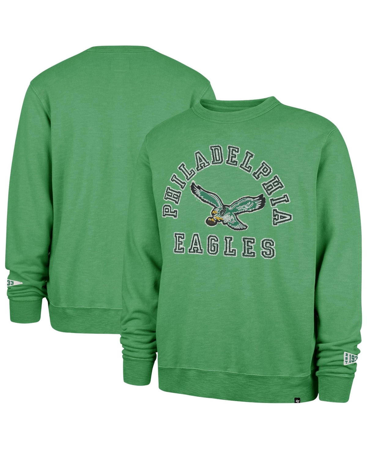 '47 Brand Men's Kelly Green Philadelphia Eagles Calderwood Well Worn French Terry Sweatshirt - Kelly Green