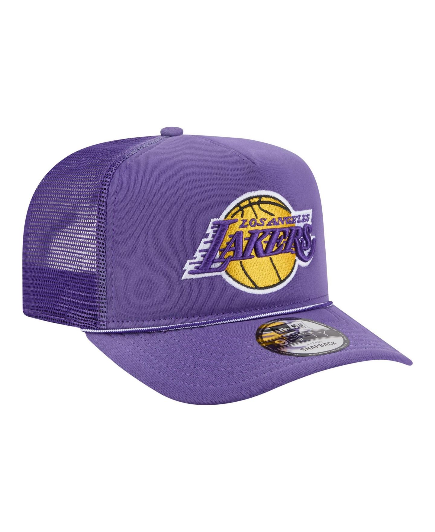 Мужская кепка New Era Purple Los Angeles Lakers Faded Foam Front 9FIFTY A-Frame Adjustable Trucker Hat — фото 4