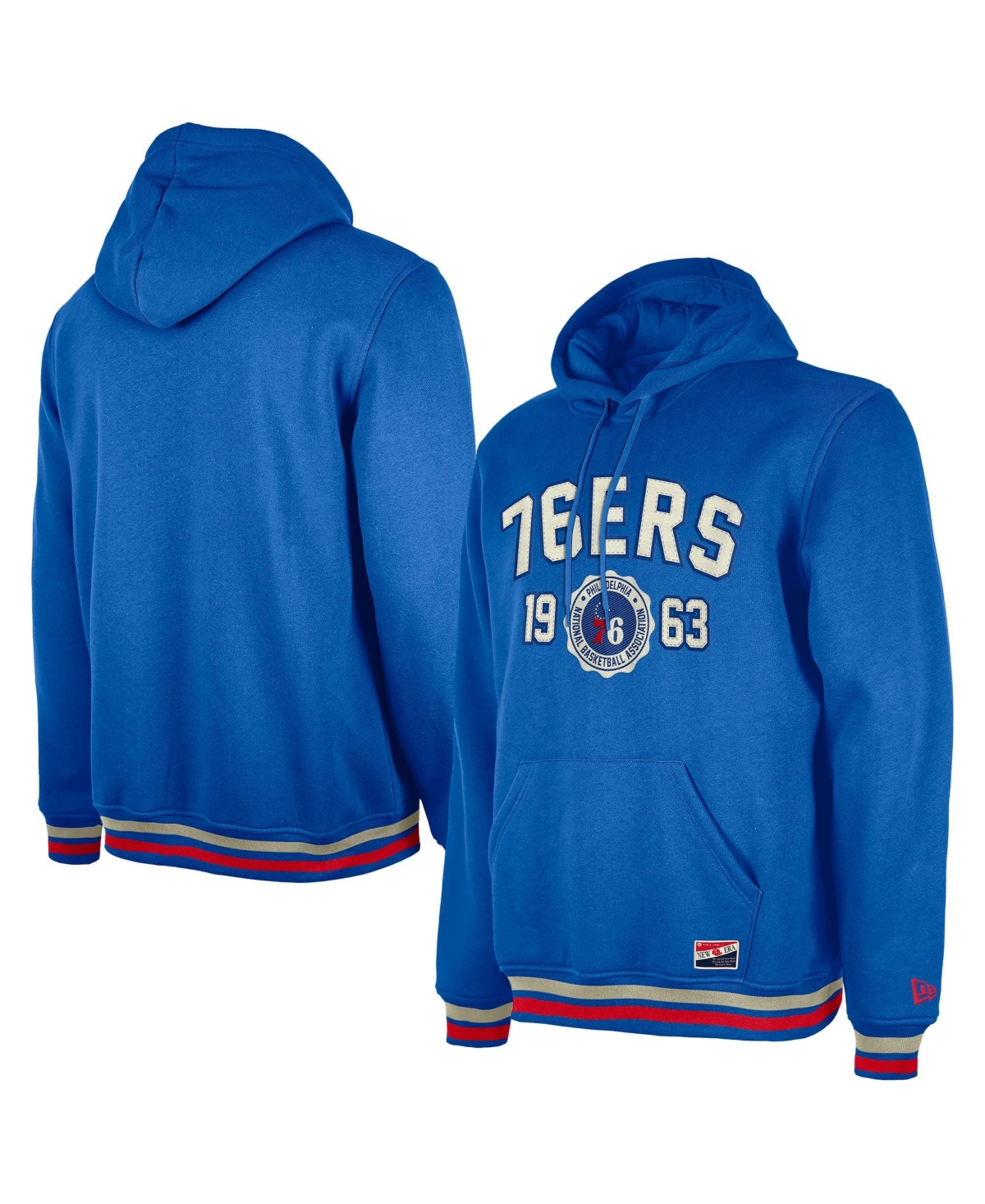 New Era Men's Royal Philadelphia 76ers Throwback Vintage Pullover Hoodie - Royal