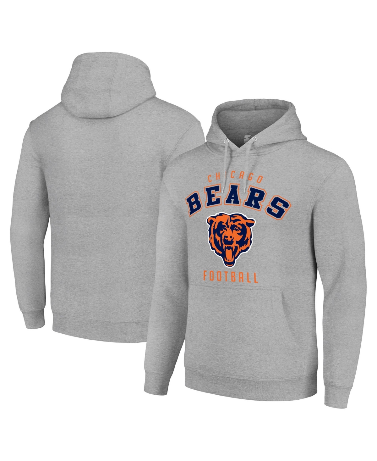 Starter Men's and Women's Heather Gray Chicago Bears Logo Pullover Hoodie - Heather Gray