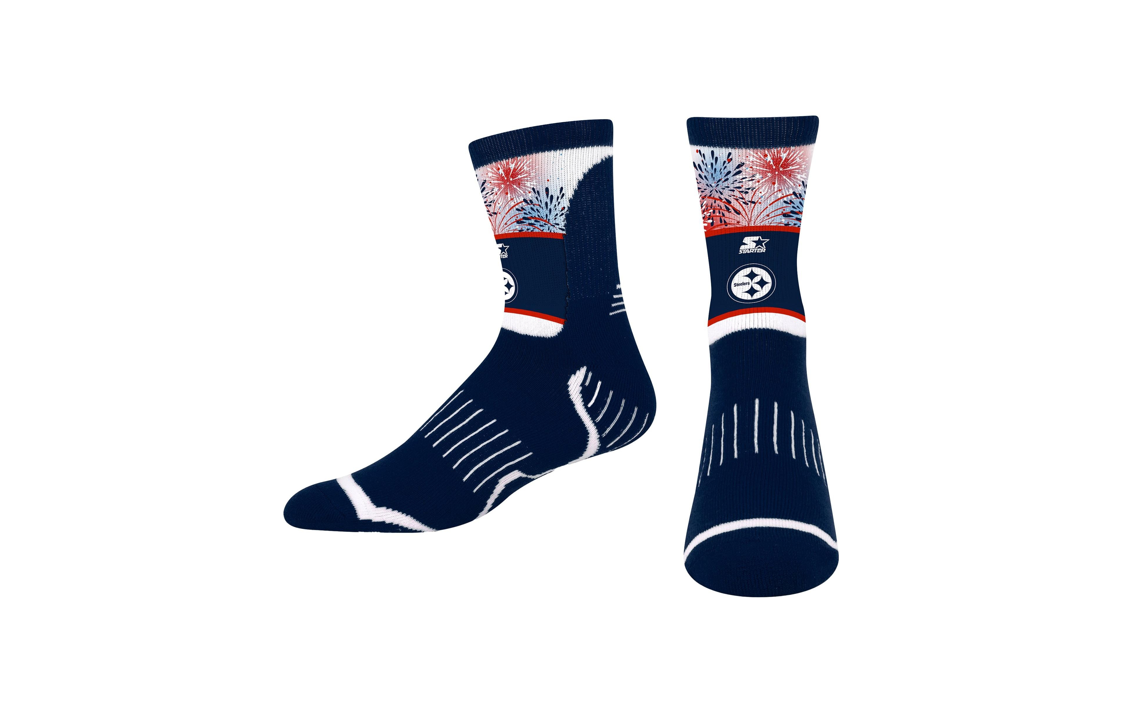 Starter Big Boys' and Girls' Navy Pittsburgh Steelers Americana Firework Crew Socks
