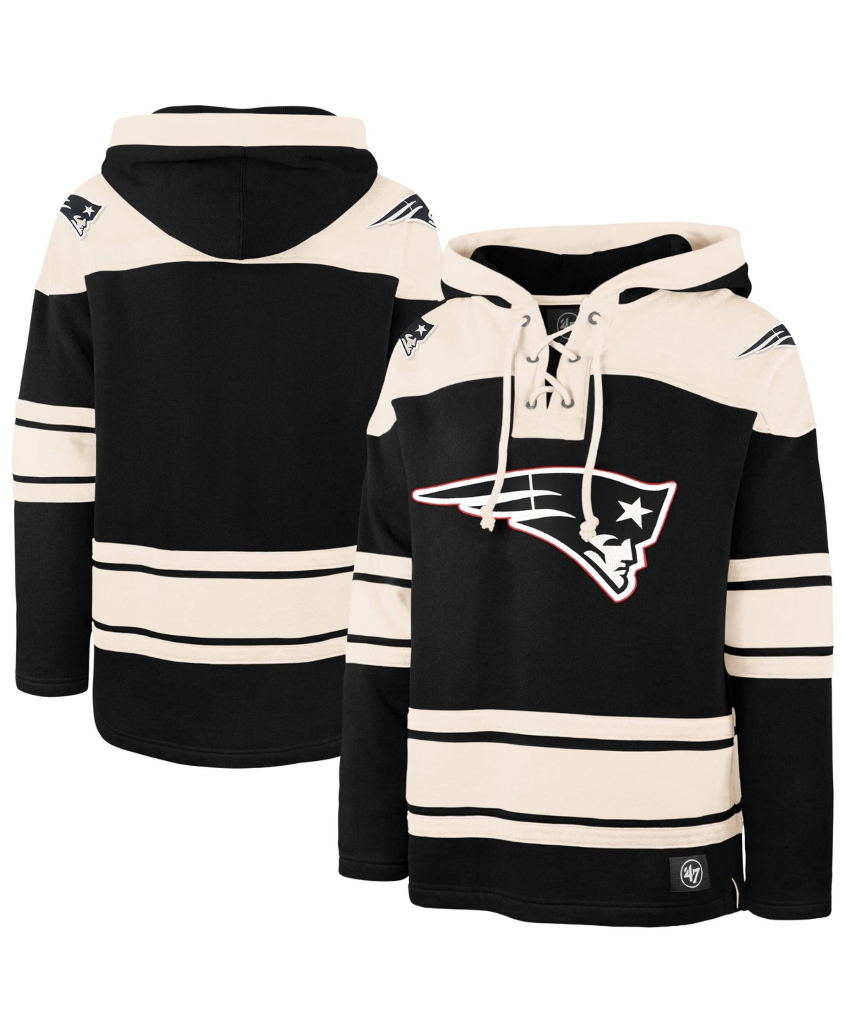 '47 Brand Men's Black New England Patriots Superior Lacer Hoodie