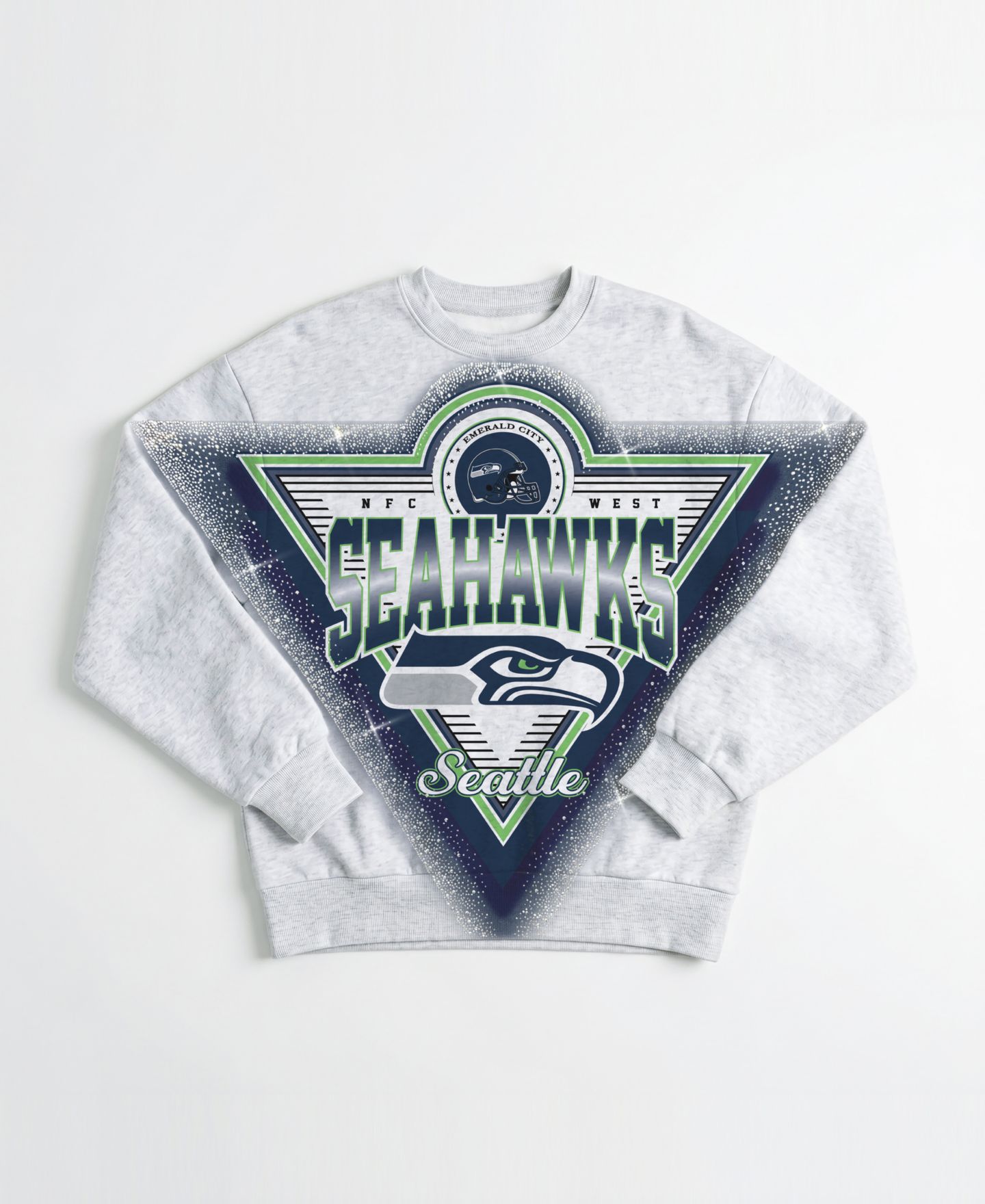 Женская толстовка Gameday Couture Heather Gray Seattle Seahawks Chasing Victory Rhinestone Spray Oversized Fleece — фото 5
