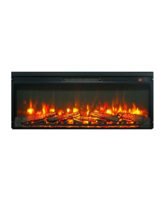 Electric Fireplace Insert with Ultra-Thin Heater, Log Set Remote Control, Timer, and Overheating Protection Fireplace Stove