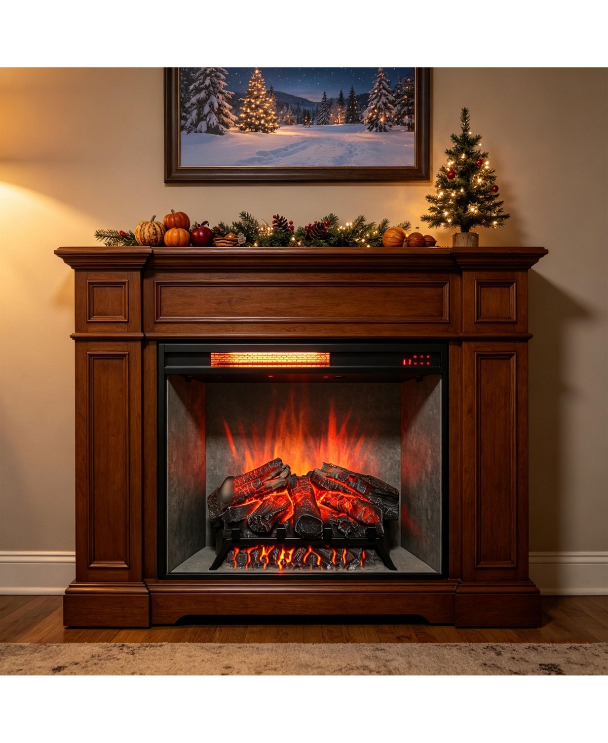 Clihome 28-Inch Infrared Electric Fireplace Insert with Touch Panel, Realistic Flames, 4 Flame Colors, 5 Brightness Levels, and Home Decor Heater