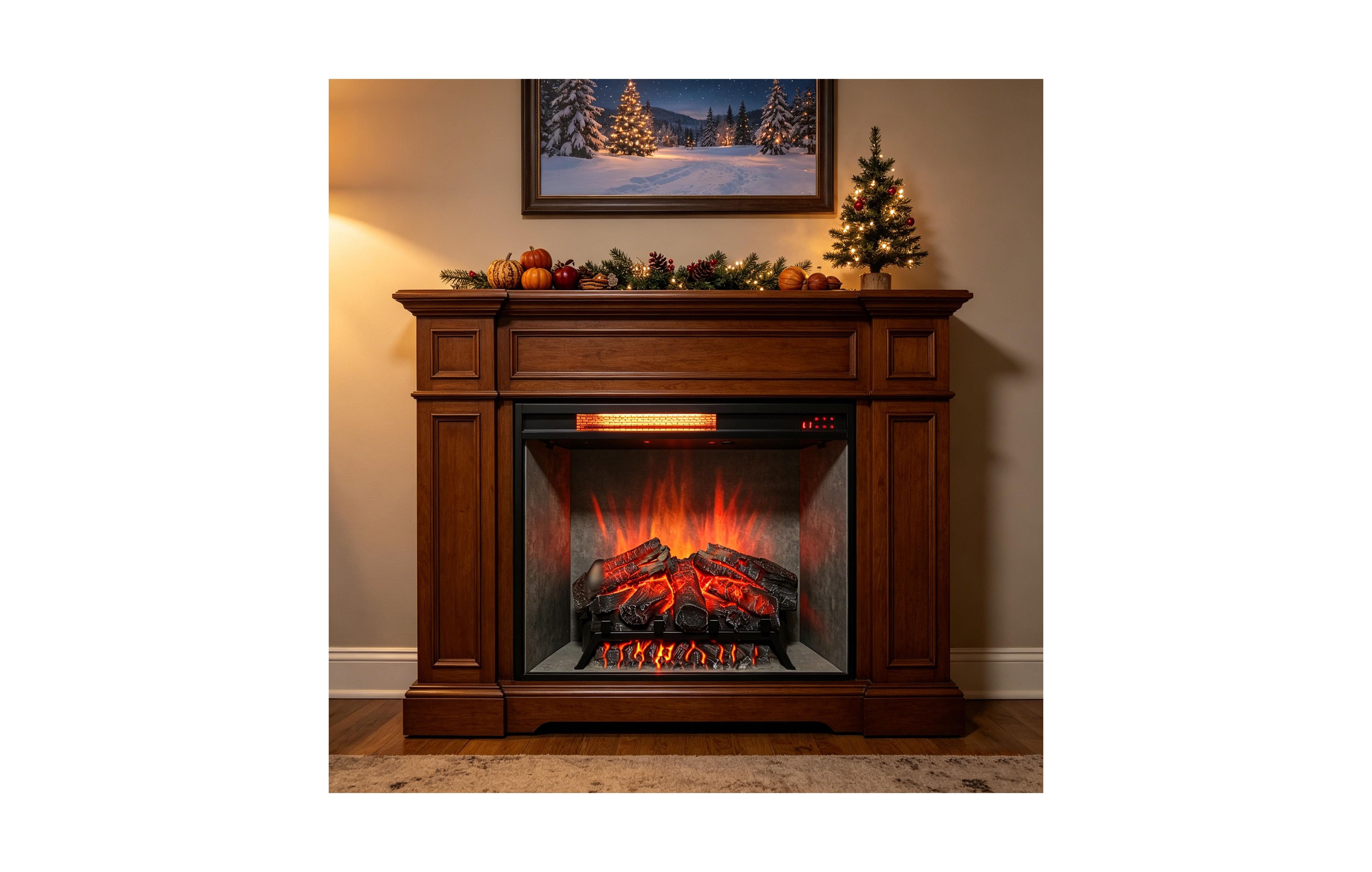 Clihome 28-Inch Infrared Electric Fireplace Insert with Touch Panel, Realistic Flames, 4 Flame Colors, 5 Brightness Levels, and Home Decor Heater