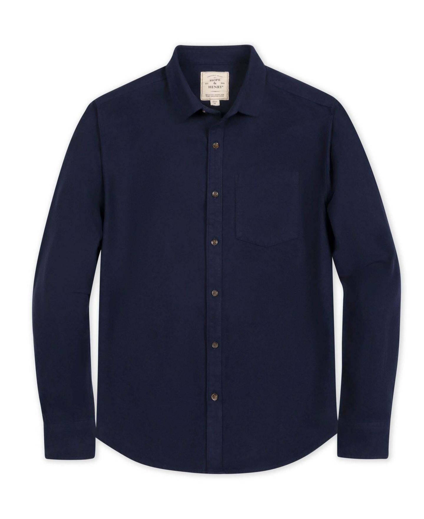 Мужская рубашка Hope & Henry Long-Sleeve Flannel Button-Down, цвет: Тёмно-синий — фото 3