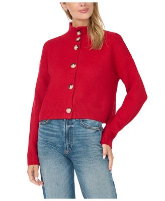 Women's Chunky Mock-Neck Long-Sleeve Cardigan Sweater