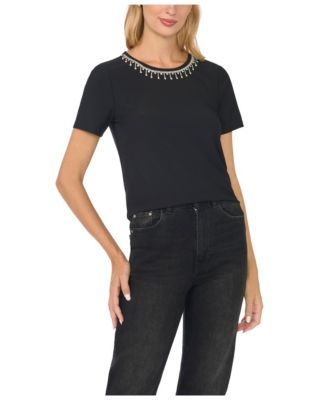Women's Embellished Short-Sleeve Crewneck T-Shirt