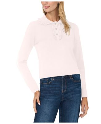 Women's Ruffle Collar Long-Sleeve Fitted Sweater