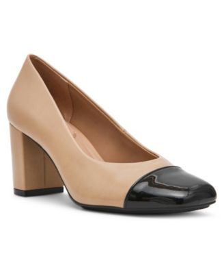 Women's Louise Block Heel Faux Leather Pumps