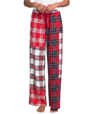 Women's Flannel Patchwork Wide Leg Sleep Pants