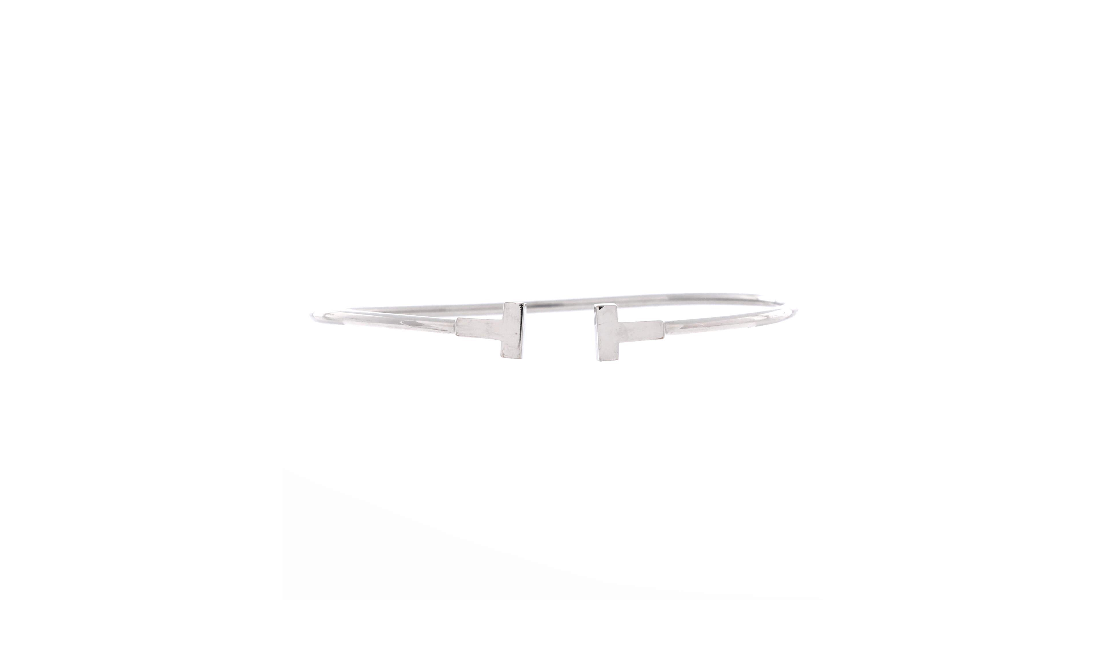 Pre-Owned Tiffany & Co 18K White Gold Tiffany T Bangle Bracelet