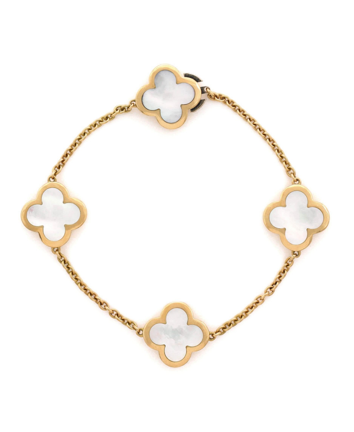 Pre-Owned Van Cleef & Arpels Pure Alhambra 4 Motifs Mother-of-Pearl Bracelet in 18K Yellow Gold