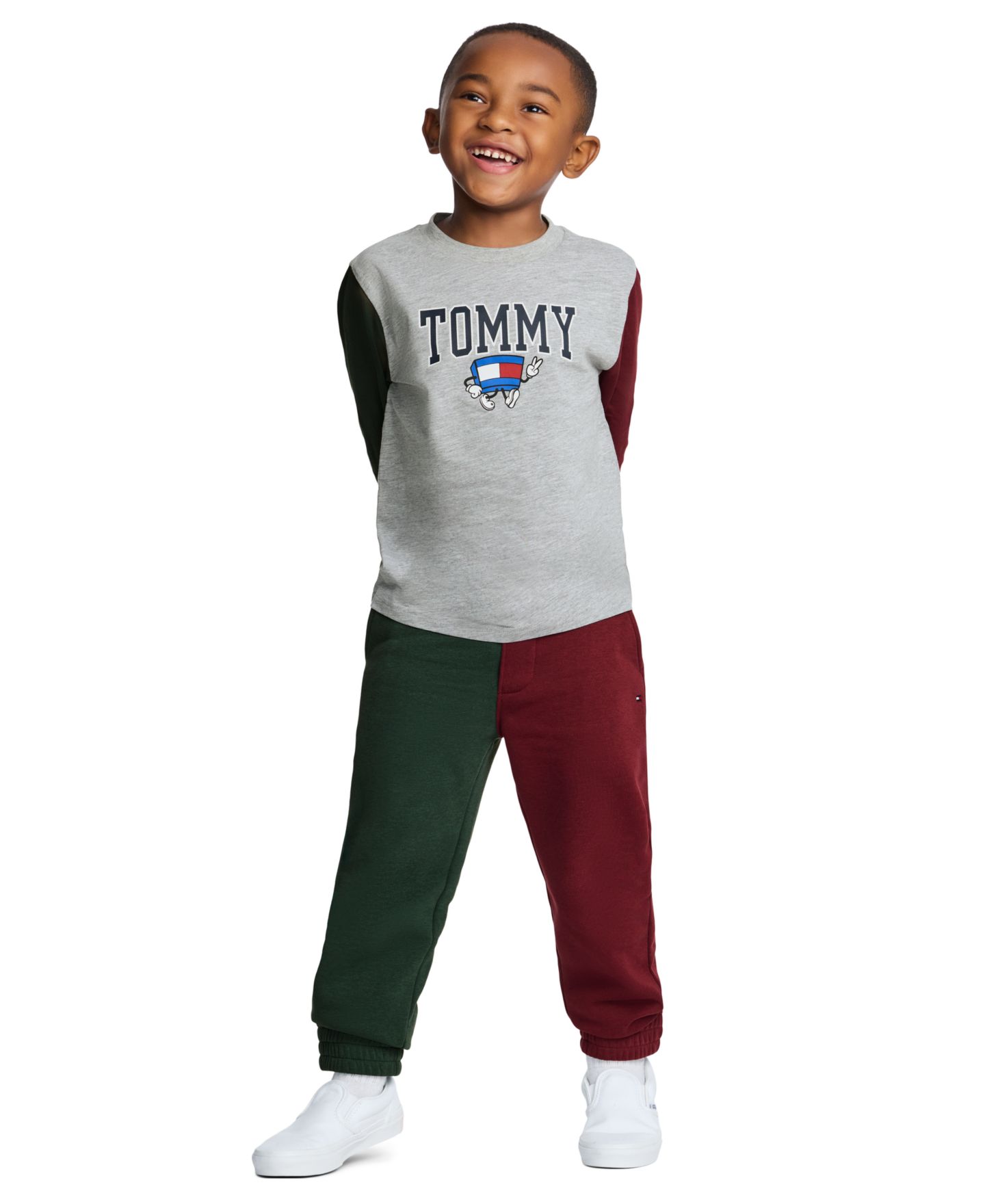 Детский лонгслив Tommy Hilfiger Mascot с объёмным принтом, 2T-7, цвет: Серый меланжевый — фото 2