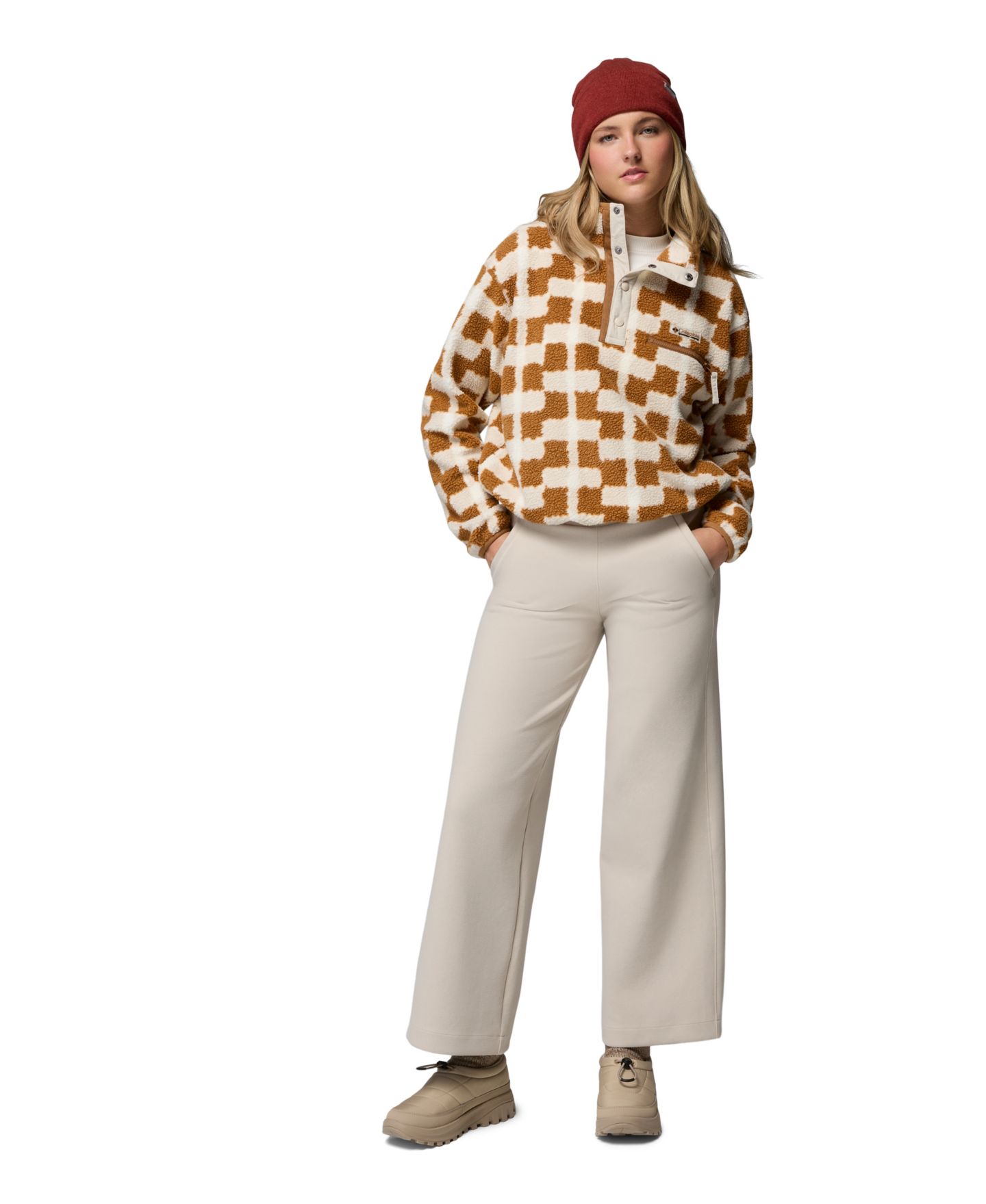 Женский топ Columbia Helvetia™ II Printed Cropped Half-Snap Fleece, цвет: Чёрный — фото 11