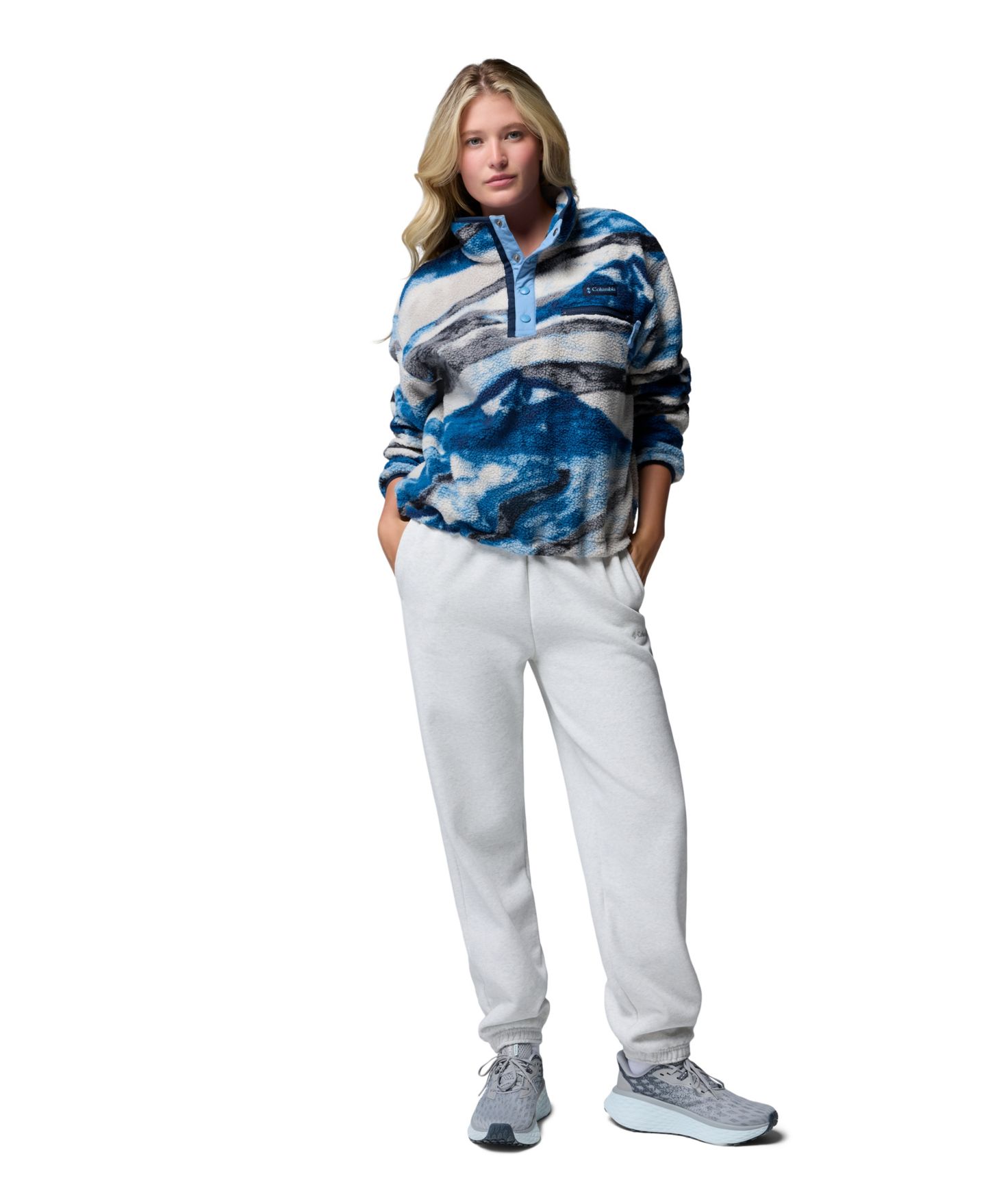 Женский топ Columbia Helvetia™ II Printed Cropped Half-Snap Fleece, цвет: Чёрный — фото 22