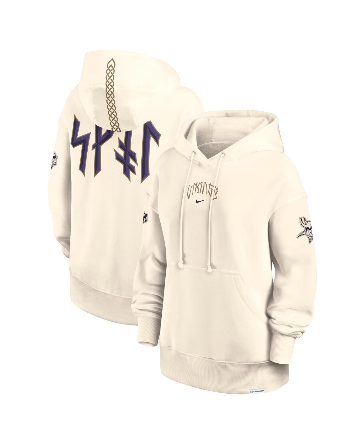 Nike Men's Cream Minnesota Vikings 2026 Rivalries Collection Oversized Pullover Hoodie