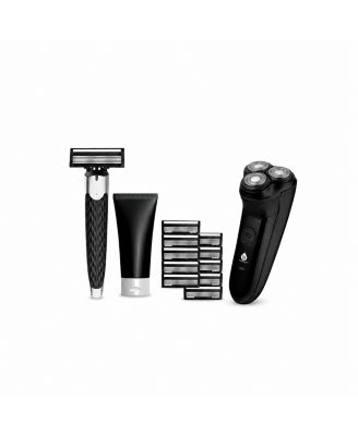 Ultimate Men's Grooming Bundle - Rechargeable Electric Shaver and Premium Men's Shaving Kit