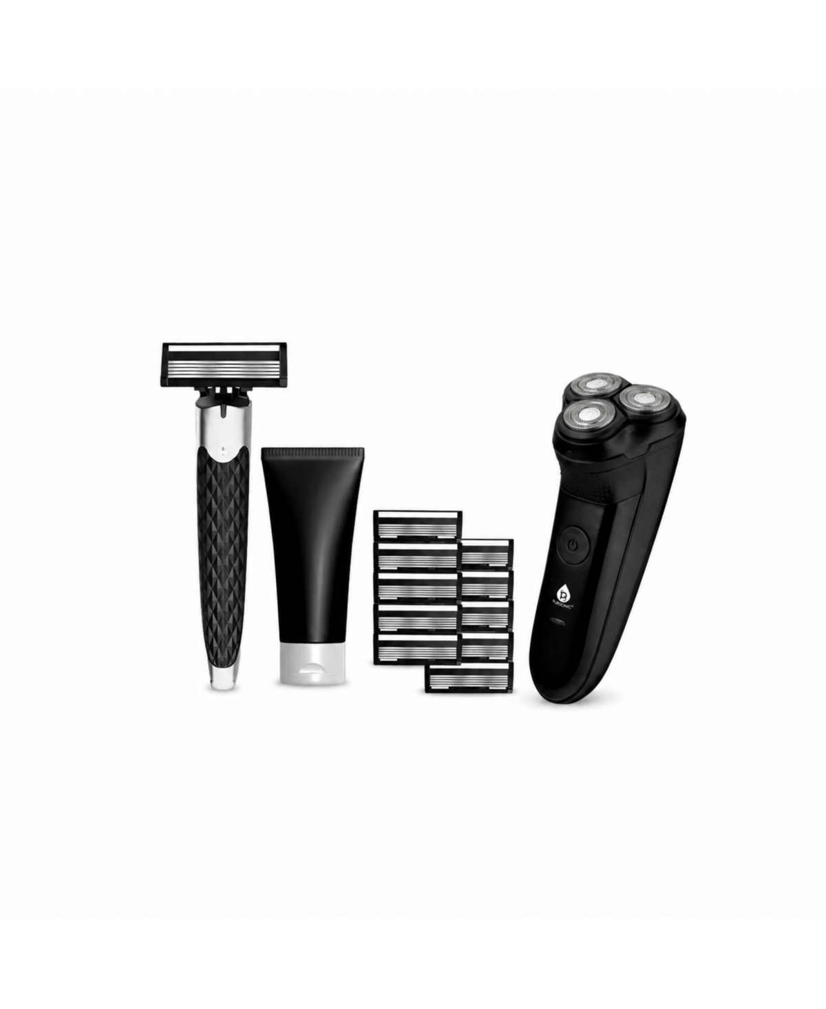 Pursonic Ultimate Men's Grooming Bundle - Rechargeable Electric Shaver and Premium Men's Shaving Kit - Black