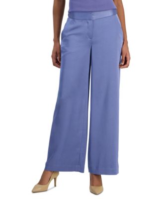 Petite Satin Wide Leg Pants