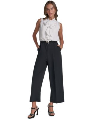 Women's Ruffled Wide-Leg Corset-Top Jumpsuit