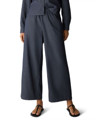 Petite High-Waisted Wide-Leg Pull-On Pants