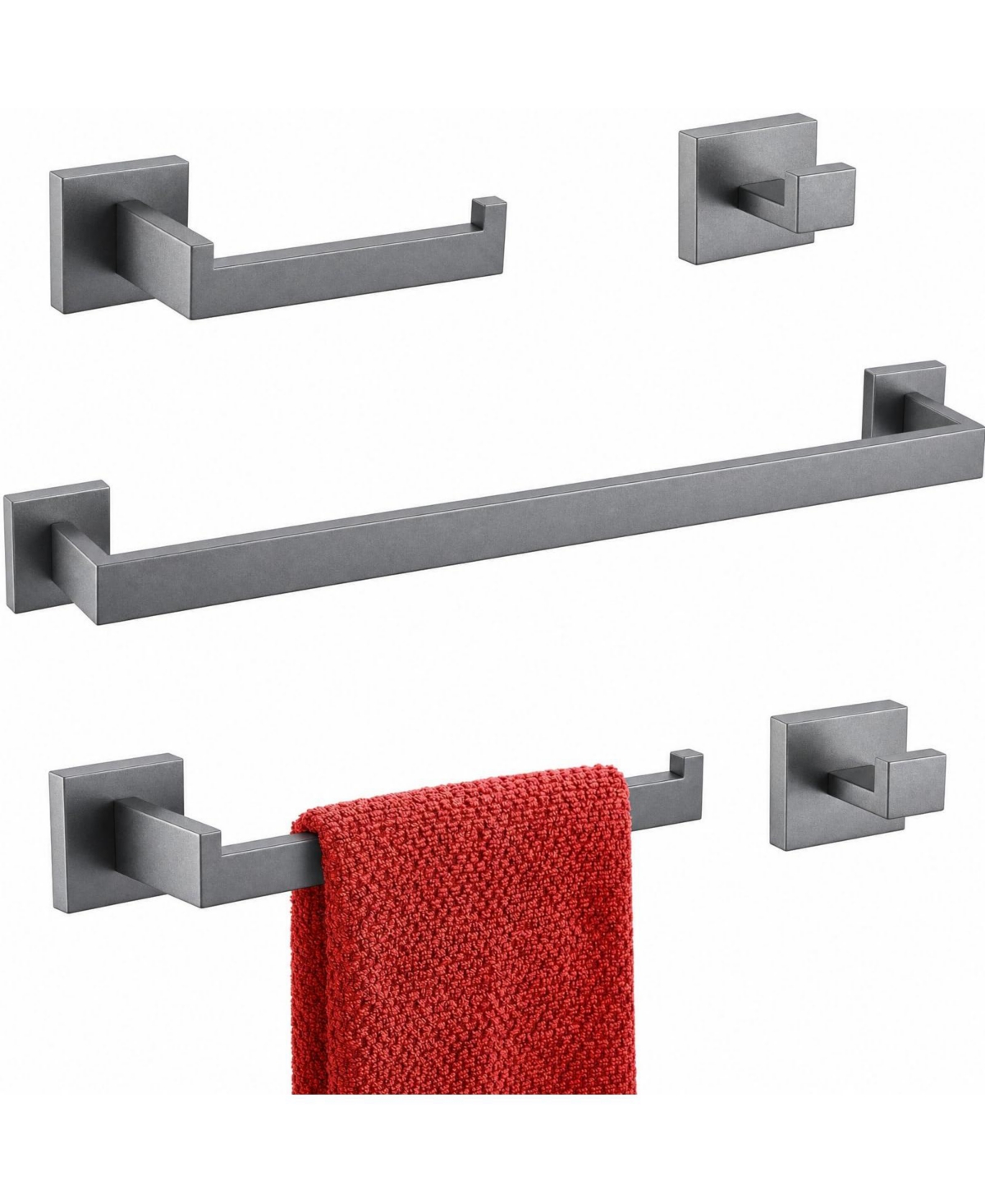 Cyqbd 5Piece 16" Bathroom Hardware Set Towel Bar - Rust gray
