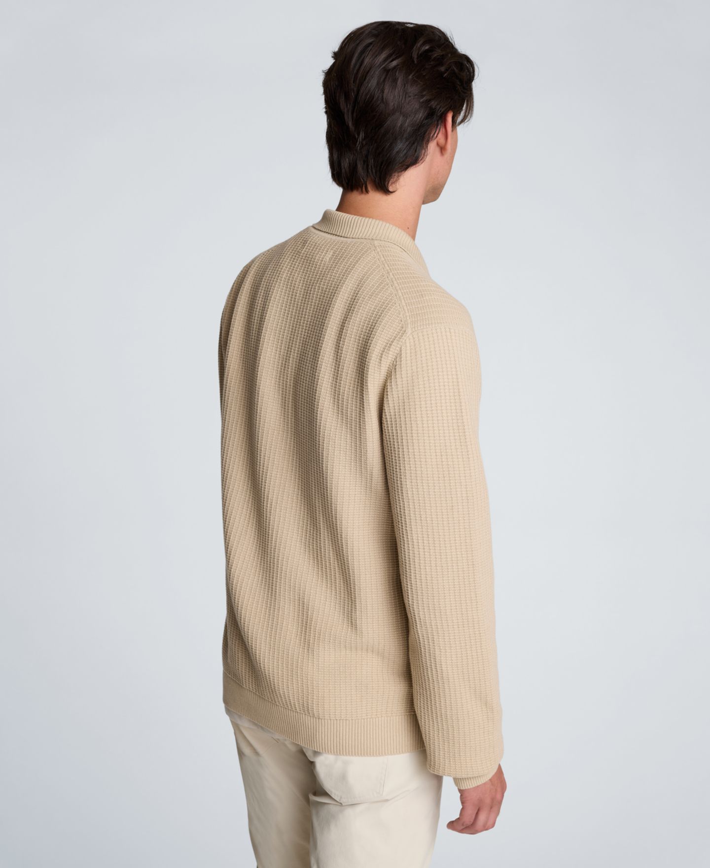Мужское поло Kenneth Cole Long-Sleeve Textured Classic-Fit Polo Shirt, цвет: Инжирный — фото 15