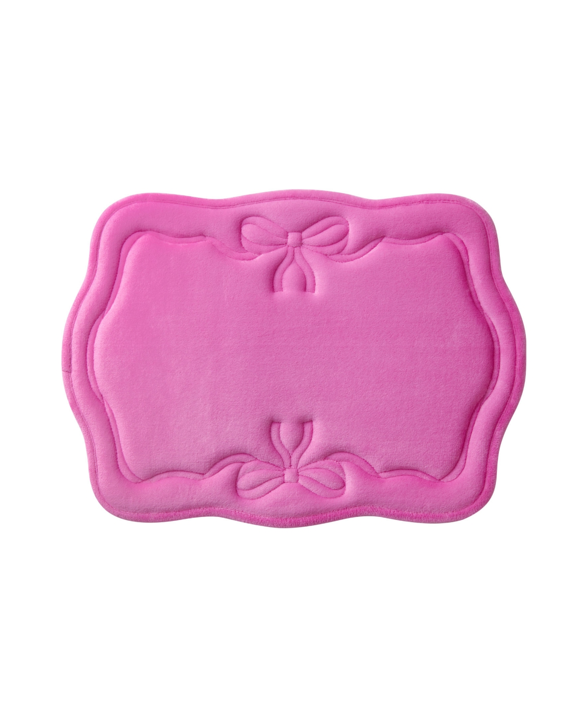 Juicy Couture Ribbon Border Quilted Memory Foam Bath Mat, 17" x 24" - Scalloped Ribbon Border Hot Pink