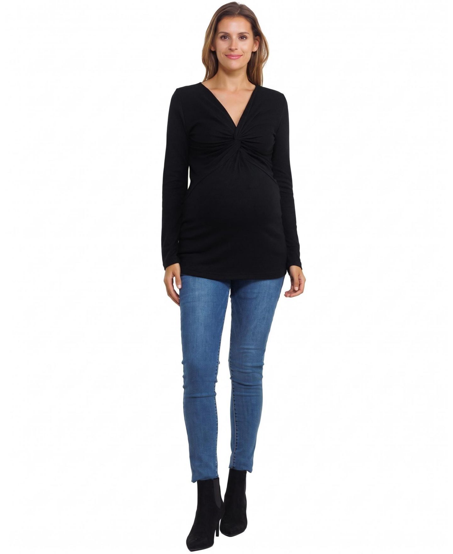 Женский топ Hello Miz Maternity Nursing-Friendly Twist-Front V-Neck Top, цвет: Чёрный — фото 5