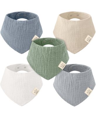 Lyra Cotton Muslin Adjustable-Neckline Bandana Bibs