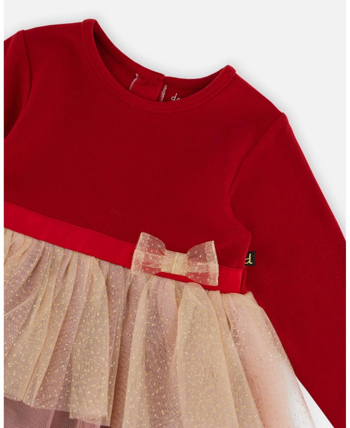 Платья Deux par Deux Bi-Material Dress with Glittering Skirt для девочек, цвет: Красный — фото 7